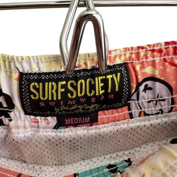 Surf Society Graffiti Print Swim Shorts Colorful Mesh Lined Size Men's Medium - Picture 5 of 5